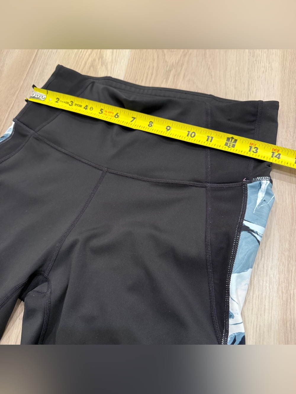 Athleta Black Leggings Blue Marble Print Athletic Pants Size M - Picture 7 of 12